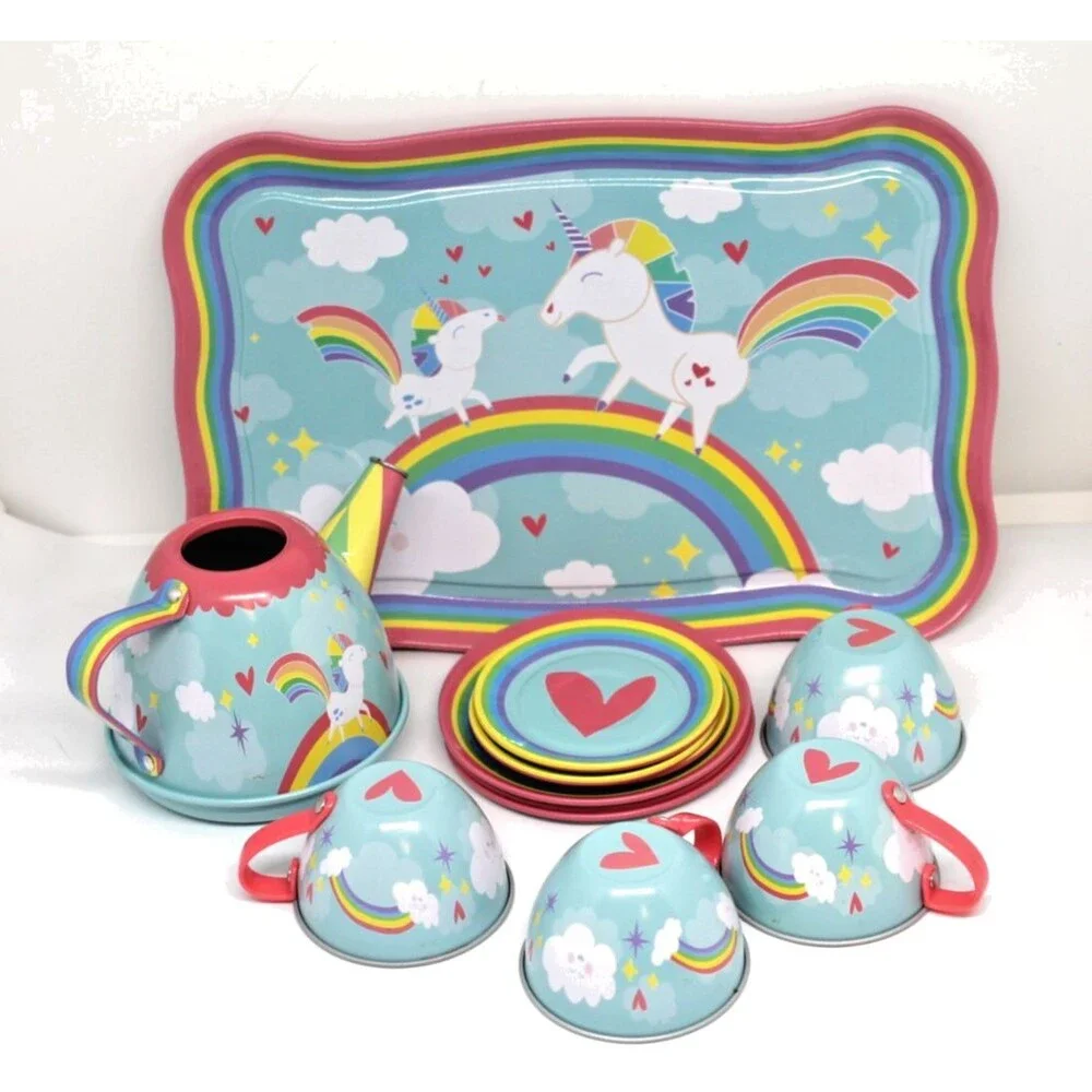 Schylling 14 Piece Unicorn Tin Set Children's Pretend Play Set 2017